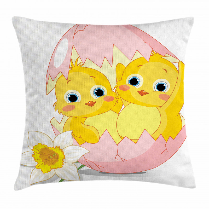 Daffodil Chicks Cracked Egg Pillow Cover