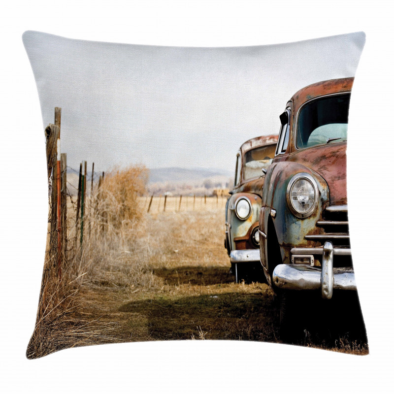 Rusty Trucks Rural View Pillow Cover