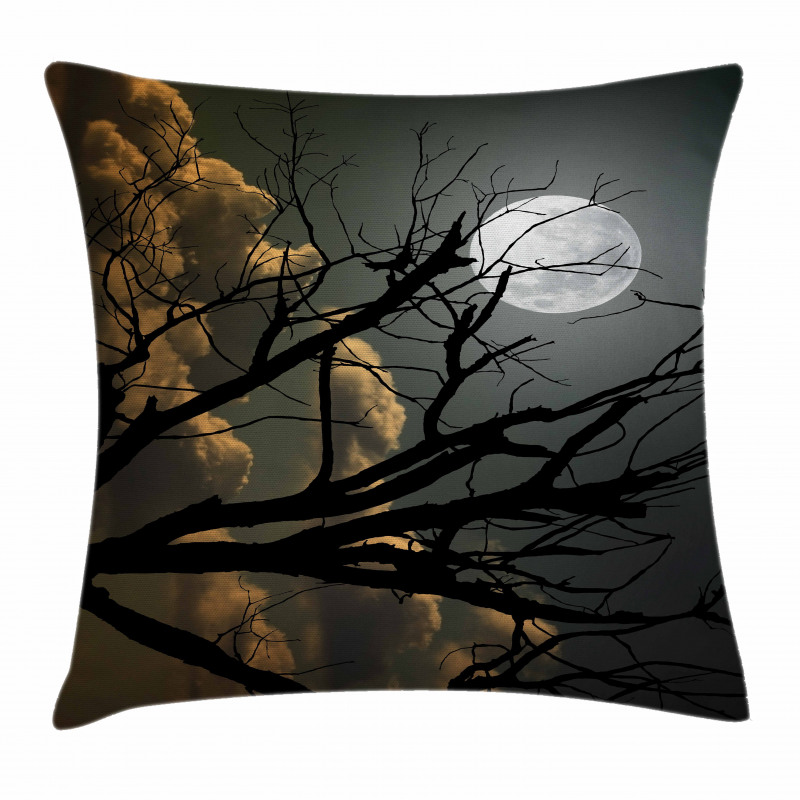 Bare Branches and Full Moon Pillow Cover