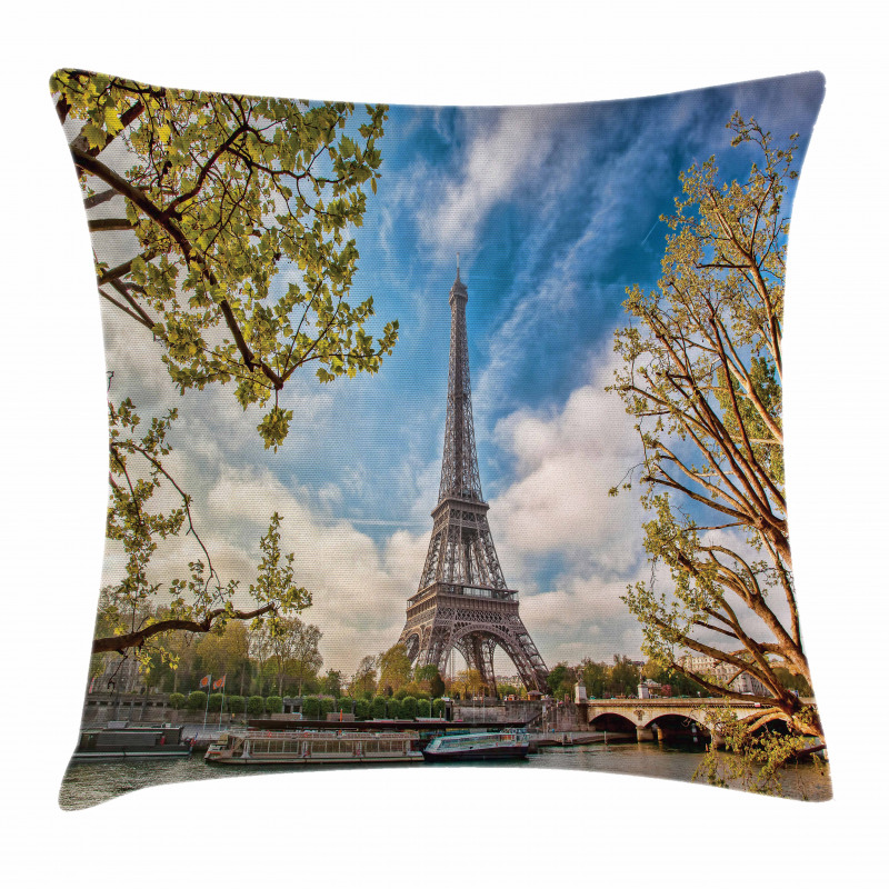 Paris Cloudy Sky Eiffel Tower Pillow Cover