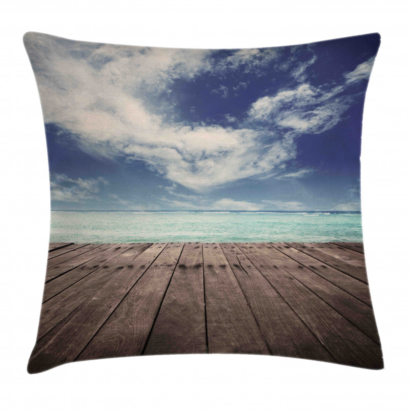 Ocean Cloudy Sky Wooden Pier Pillow Cover