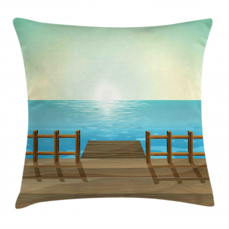 Doodle Landsape Port and Sea Pillow Cover