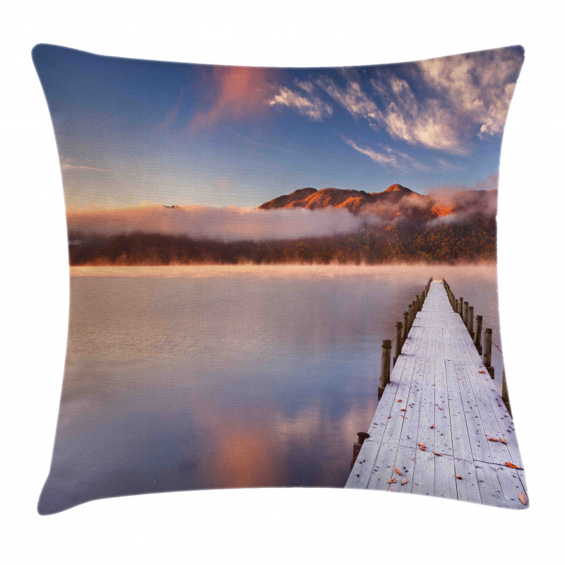 Japanese Lake Autumn Sunrise Pillow Cover