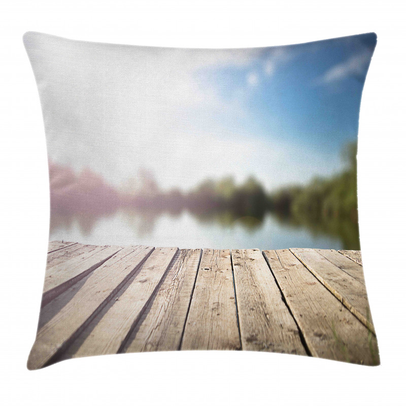 Grunge Wood Pier Blurred Photo Pillow Cover