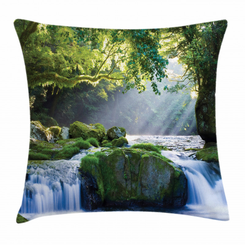 Green Forest and Streaming Pillow Cover