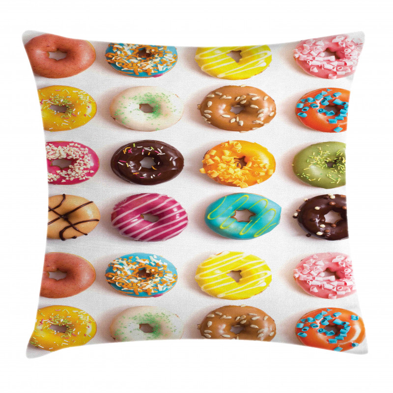 Tasty Colorful Donuts Pillow Cover