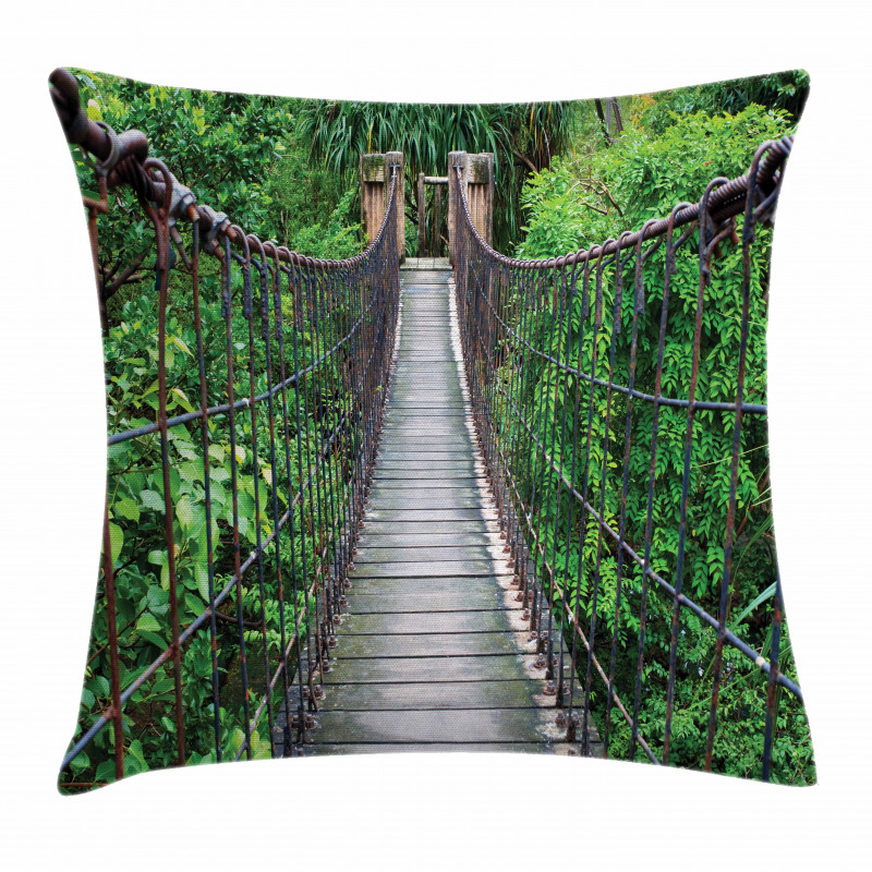 Rope Bridge in a Rainforest Pillow Cover