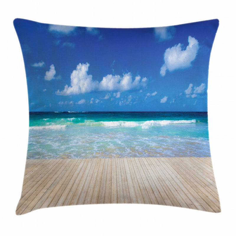 Waves on Wooden Pier Shore Pillow Cover