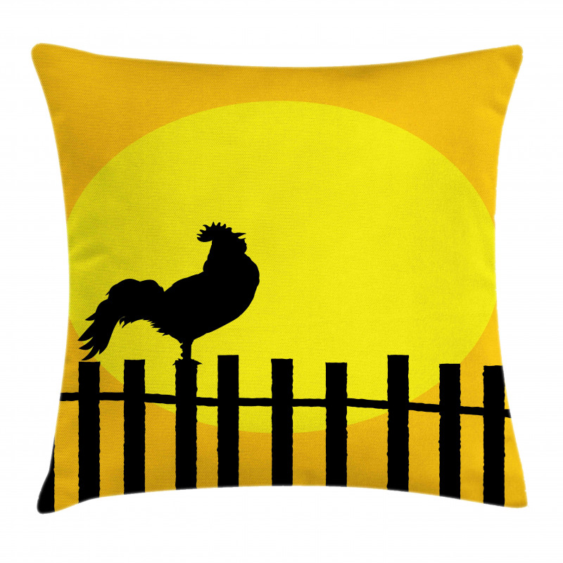 Rooster Silhouette Sunrise Pillow Cover