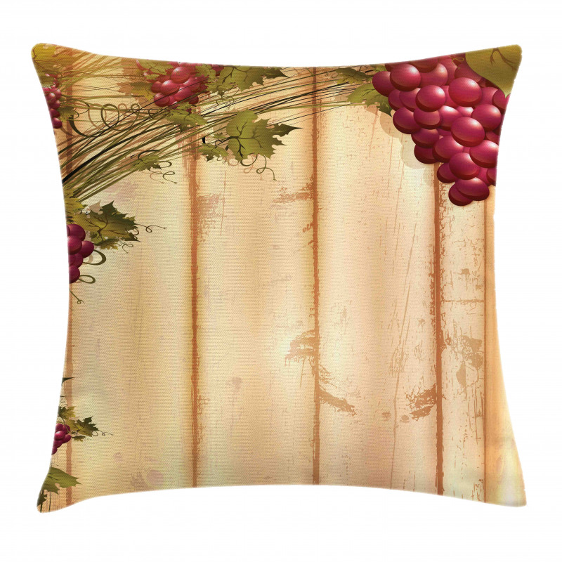 Grapes Wooden Illustration Pillow Cover