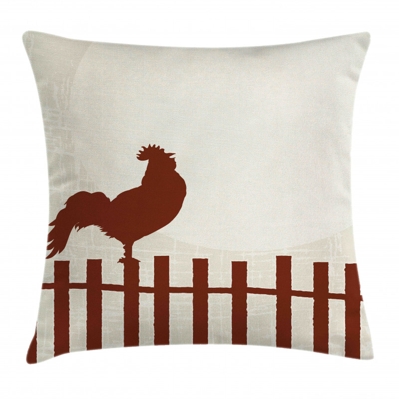 Rooster Silhouette Grunge Pillow Cover