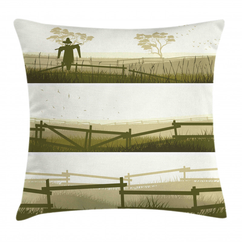 Farm Fields Scarecrow Grass Pillow Cover