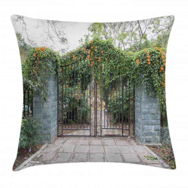 Wrought Floral Garden Gate Pillow Cover