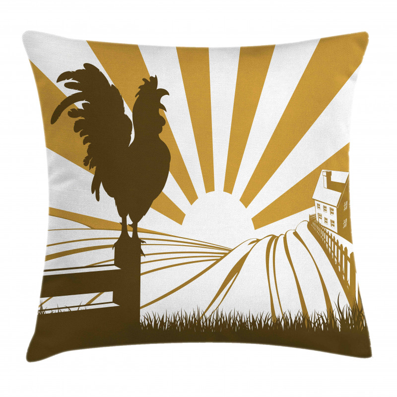 Rooster Retro Country Sunrise Pillow Cover