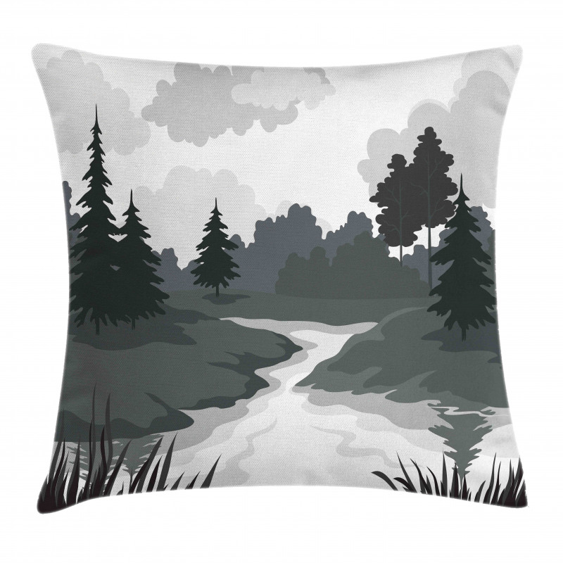 Greyscale Landscape Pillow Cover