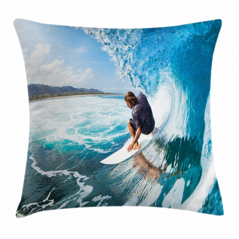 Coastal Surfing on Waves Pillow Cover