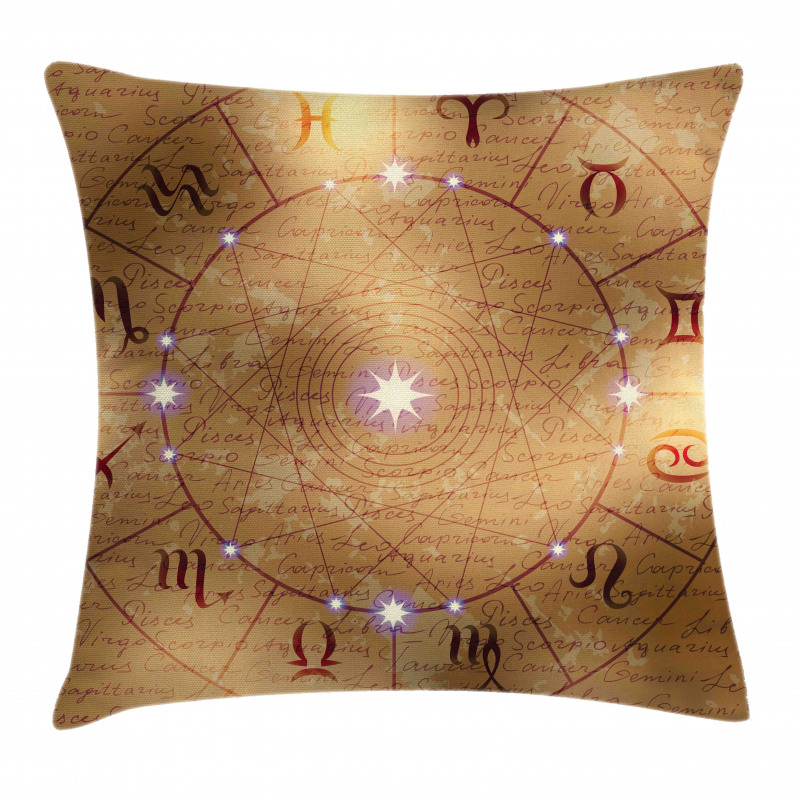 Circle Signs on Manuscript Pillow Cover