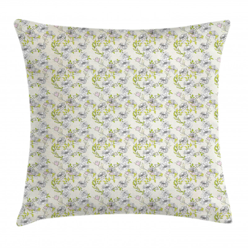 Romantic Floral Leaves Art Pillow Cover