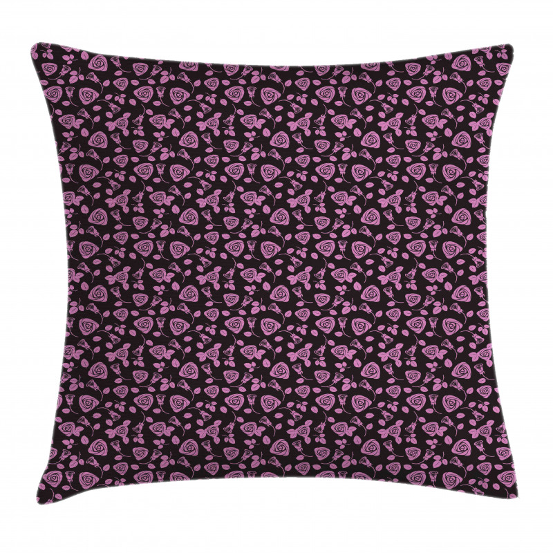 Rose Romance on Dark Backdrop Pillow Cover