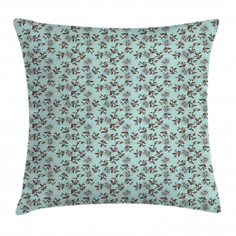 Curly Branches of Flowers Pillow Cover