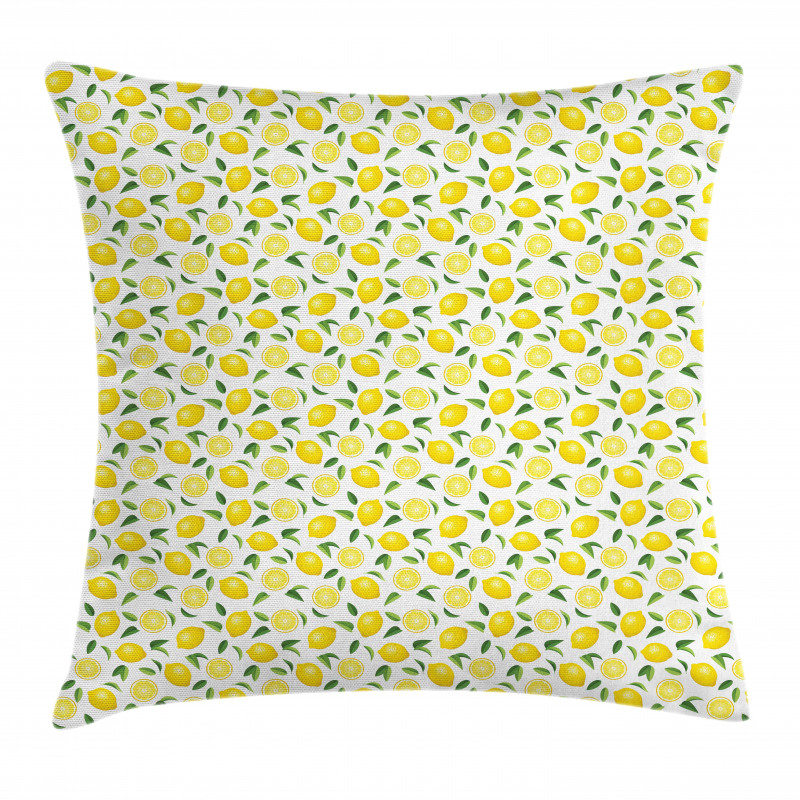 Fruit Art Lemons and Leaves Pillow Cover