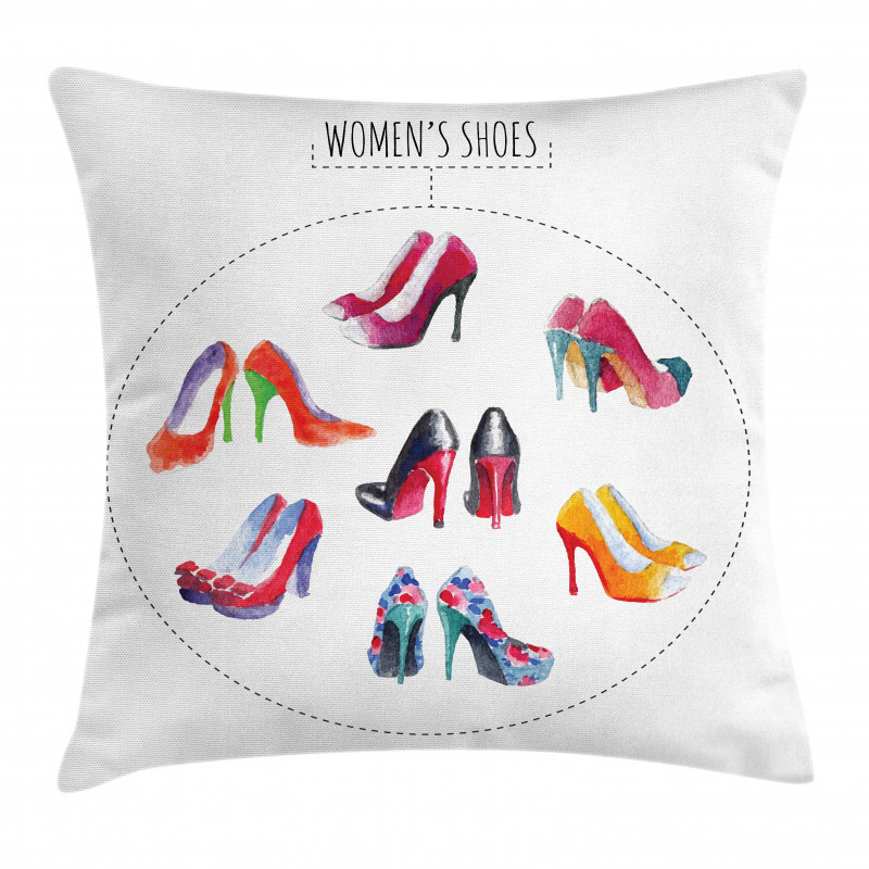 Watercolor Shoe Pairs Pillow Cover