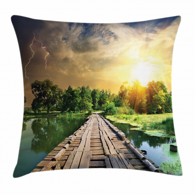 Bolt at Sunset Forest River Pillow Cover