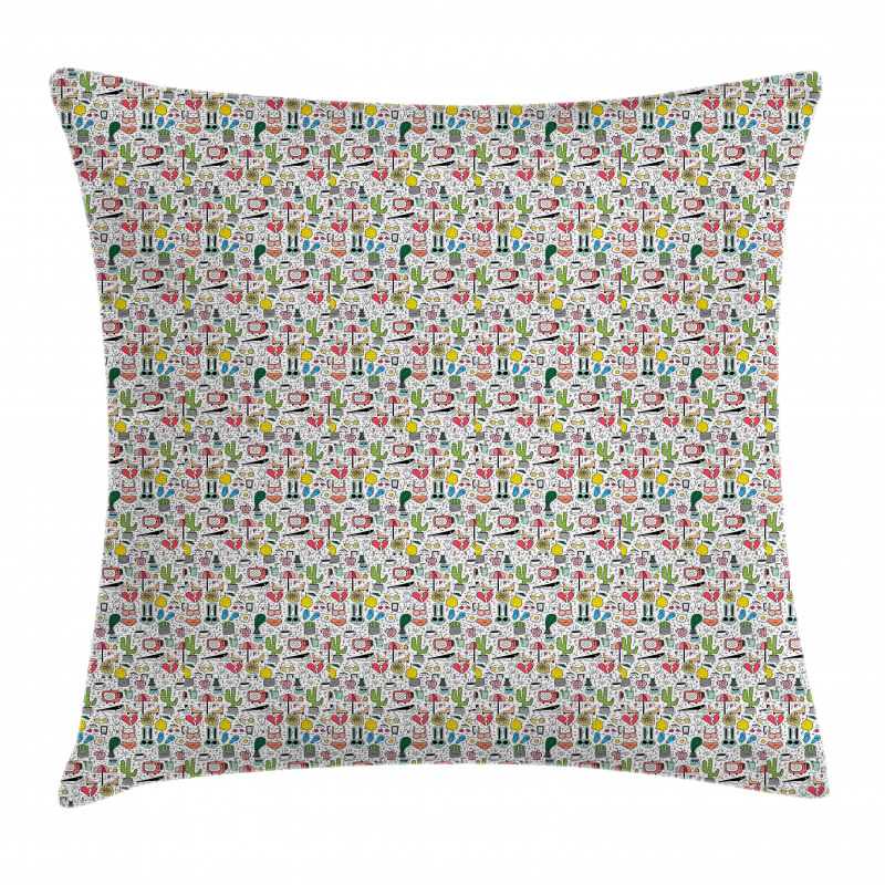 Chaotic Composition Objects Pillow Cover