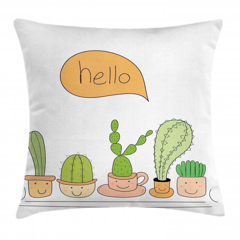 Home Plants in Smiling Pots Pillow Cover