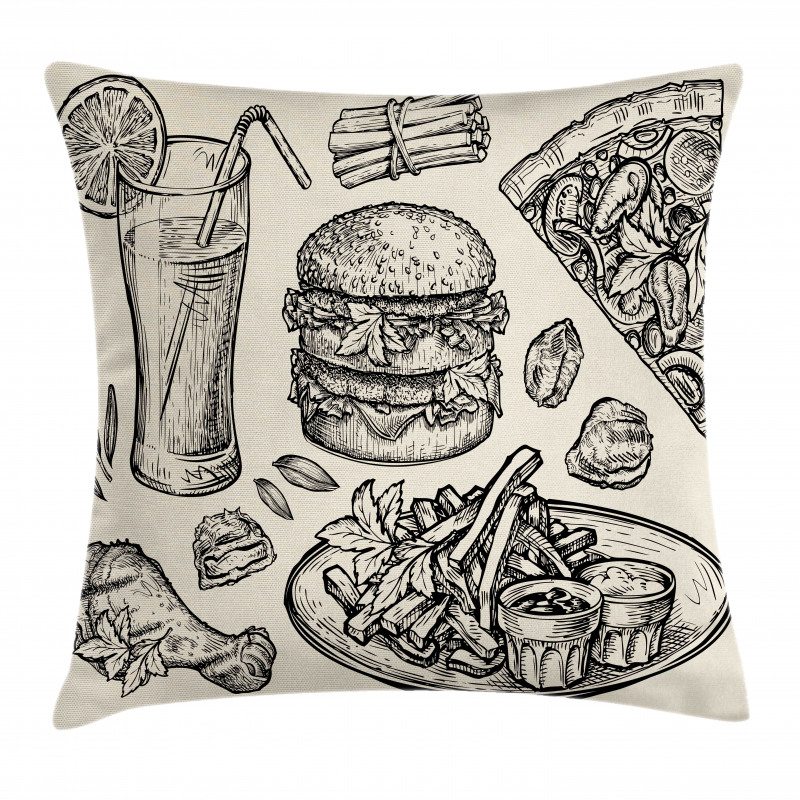 Pizza Burger Lemonade Pillow Cover