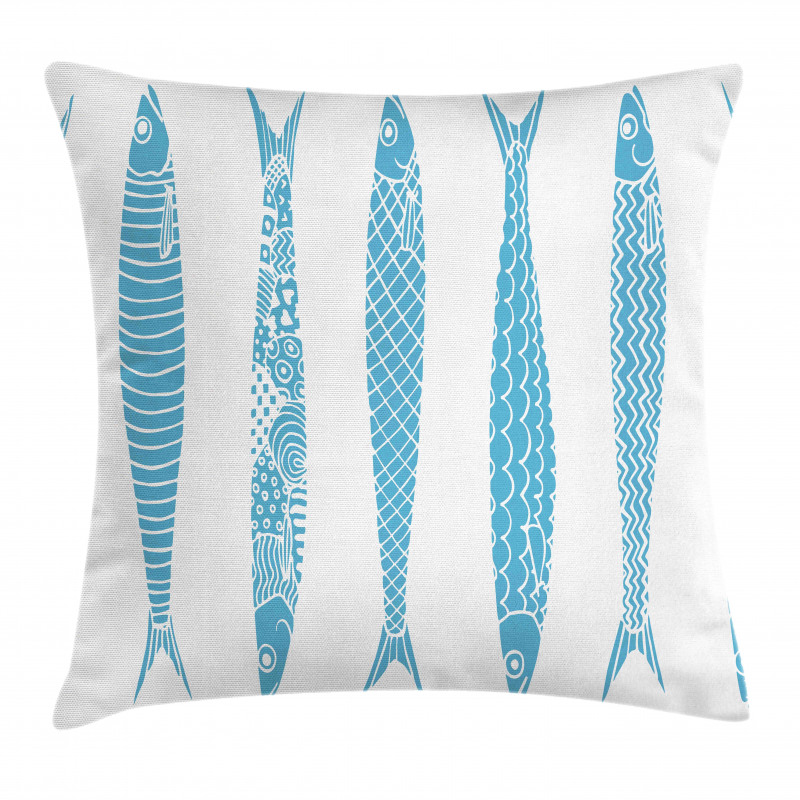 Sardine Fish Doodle Oceanic Pillow Cover