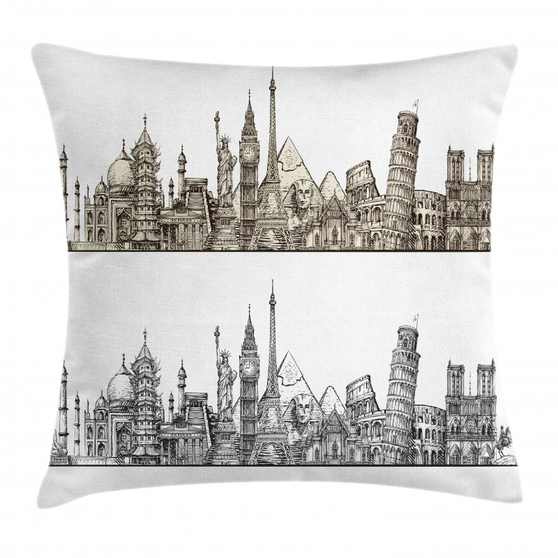 Historical Monument Lines Pillow Cover