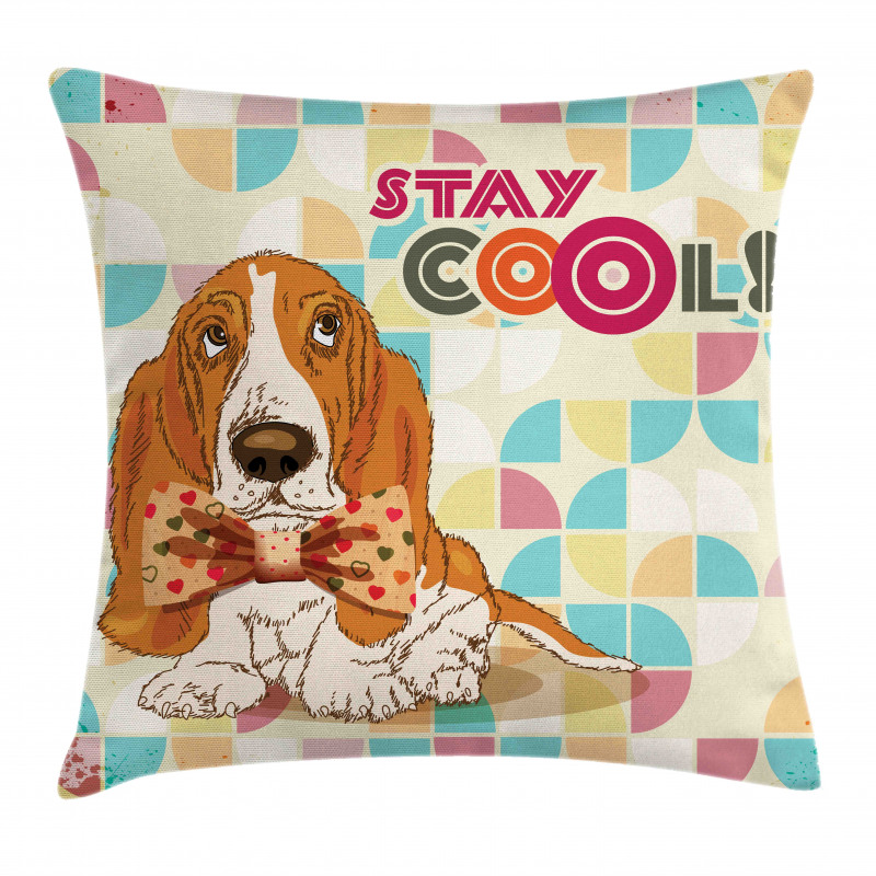 Basset Hound Dog with Bow Pillow Cover