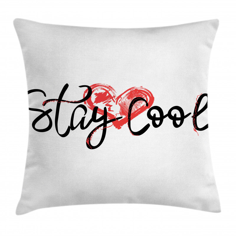 Ink Calligraphy and Heart Pillow Cover