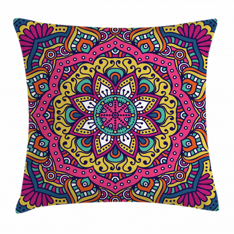 Colorful Floral Motif Pillow Cover