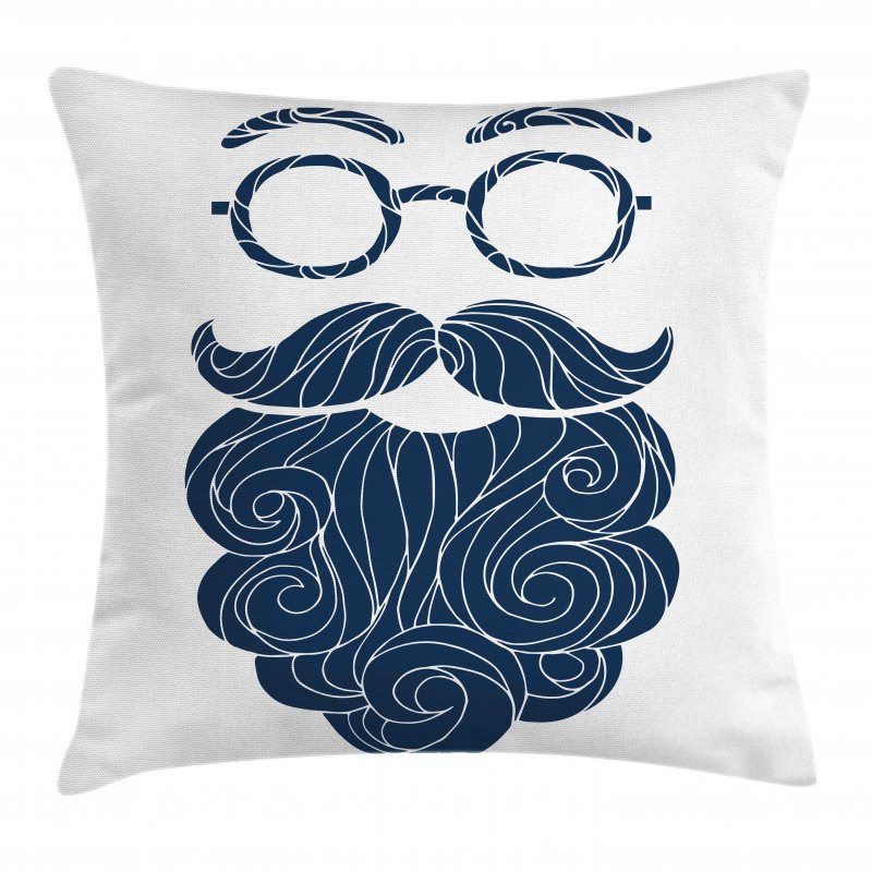 Hipster Fashion Beard Glasses Pillow Cover