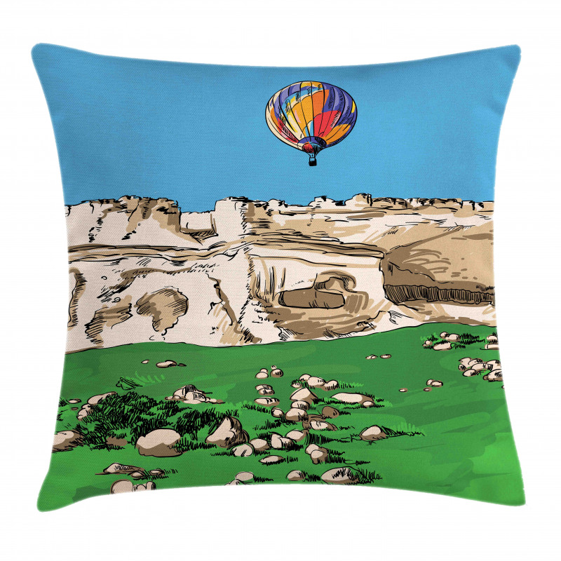 Mountains and Air Balloon Pillow Cover