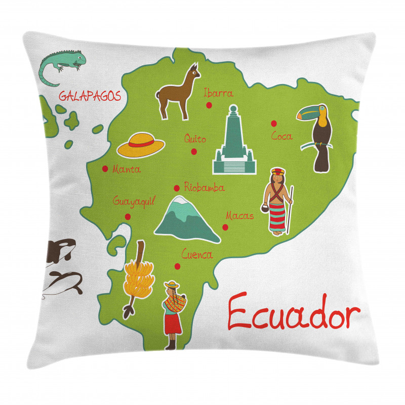 Infographic Map Landmarks Pillow Cover