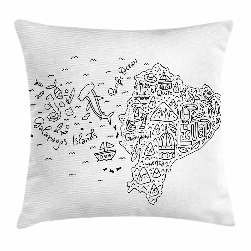 Infographic Doodle Line Map Pillow Cover