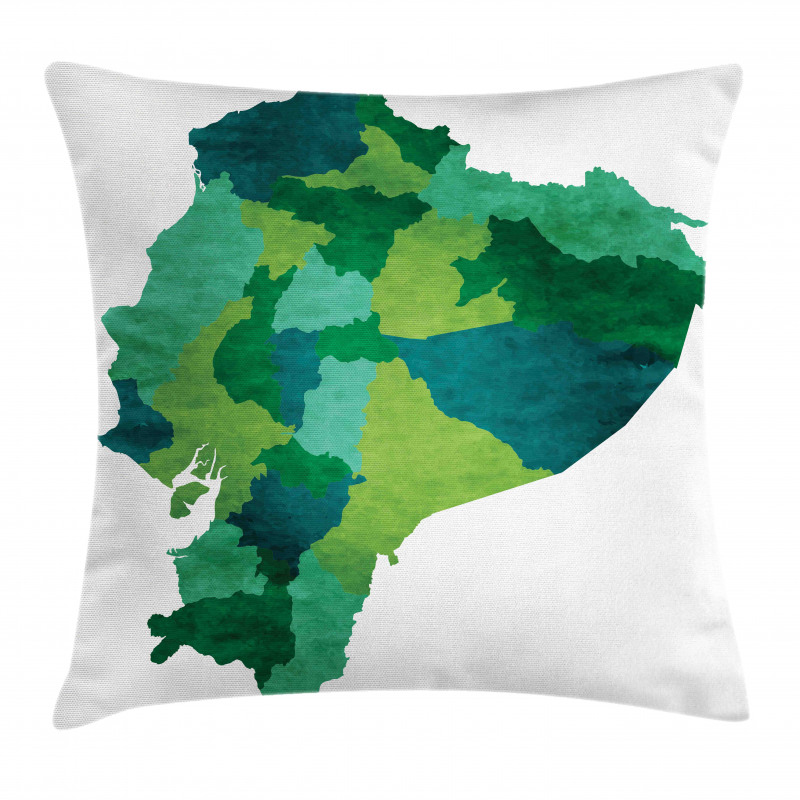 Green Tones Political Map Pillow Cover