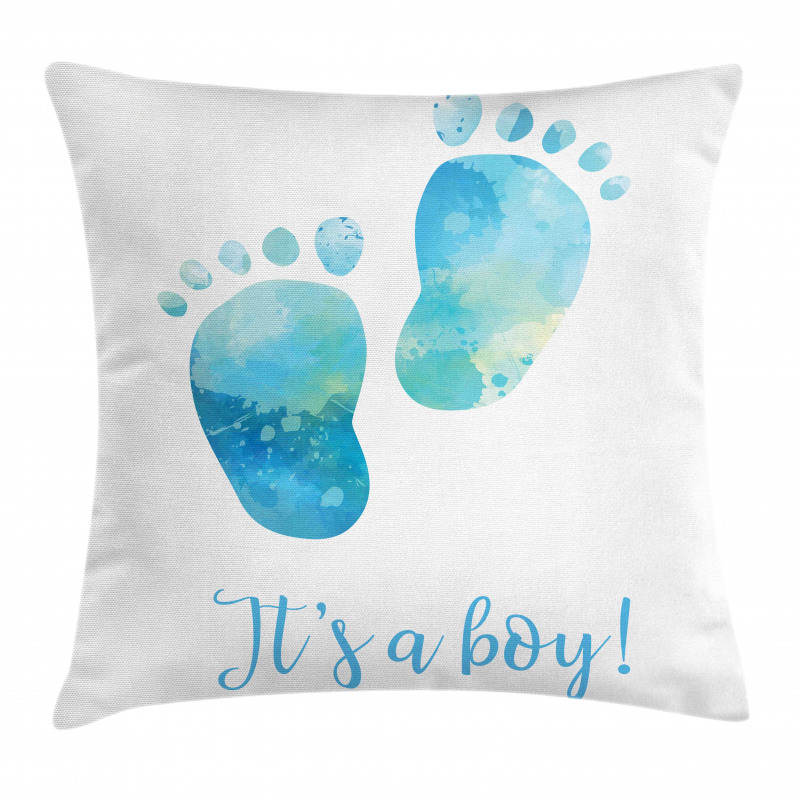 Baby Boy Footprints Pillow Cover