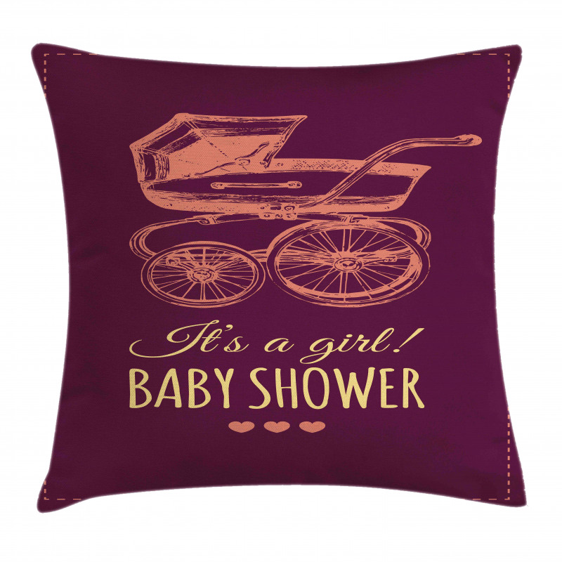 Retro Stroller Girl Pillow Cover