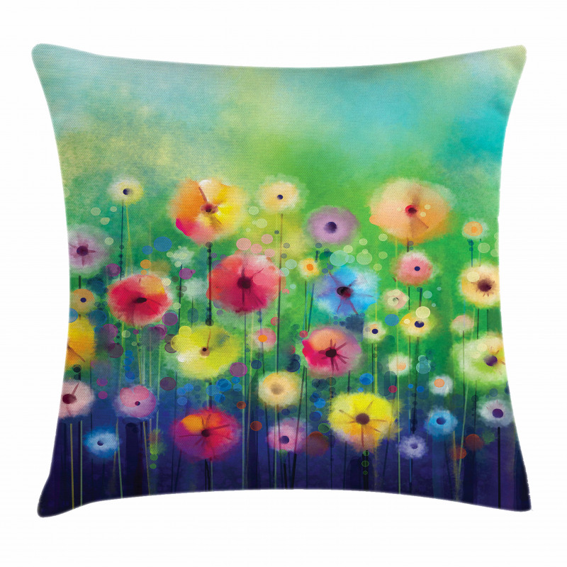 Colorful Garden Meadow Theme Pillow Cover