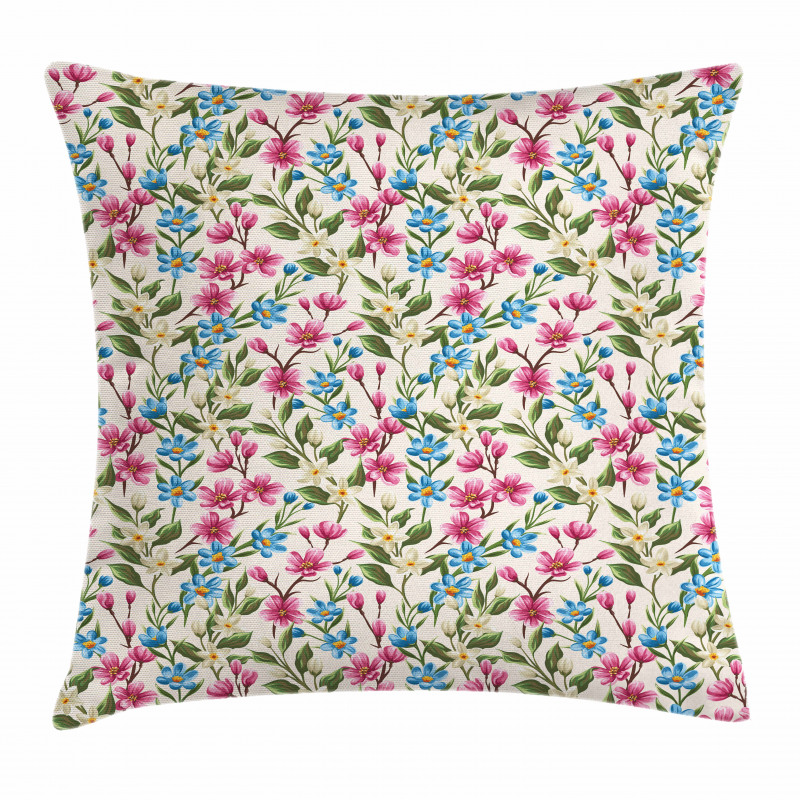 Blooming Flowers Bouquet Pillow Cover