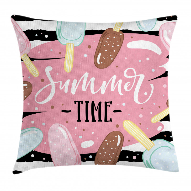 Summer Time Ice Cream Sticks Pillow Cover