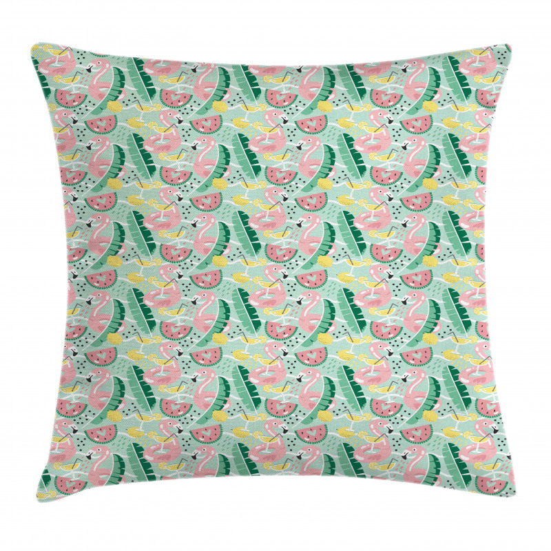 Tropic Flamingo and Cocktail Pillow Cover