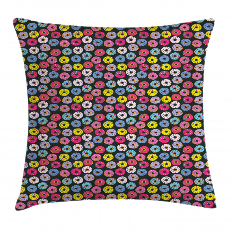 Colorful Ring Donuts Doodle Pillow Cover