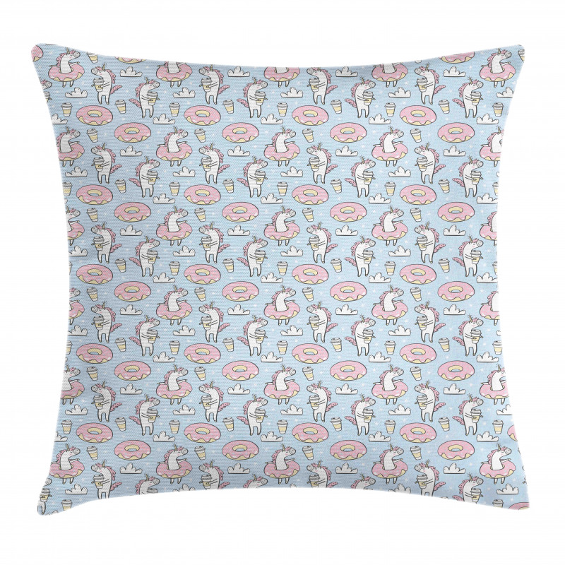 Horse Donuts Coffee Pillow Cover