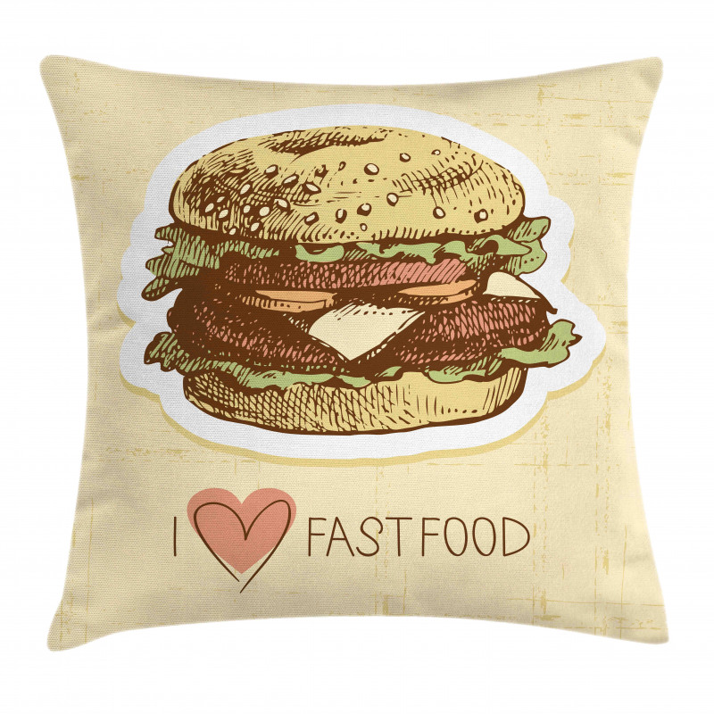 Grunge Retro Fast Food Pillow Cover