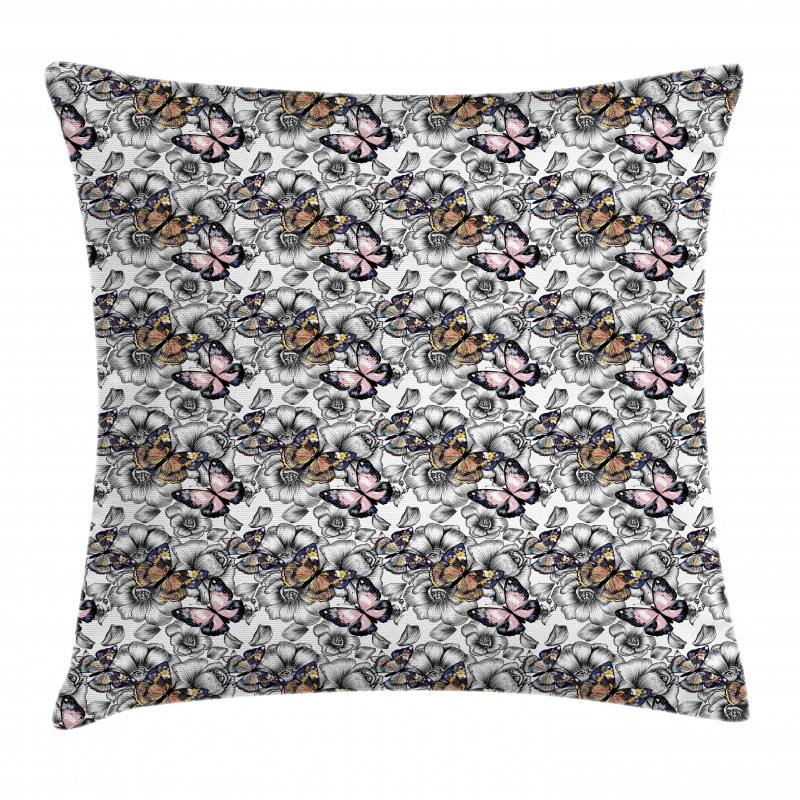 Monarch Butterfly Retro Pillow Cover